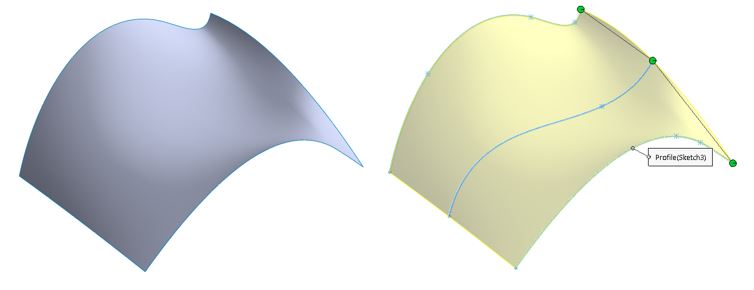    استفاده از دستور Lofted Surface و ایجاد سطح بین دو پروفیل در نظر گرفته شده در نرم‌افزار سالیدورک